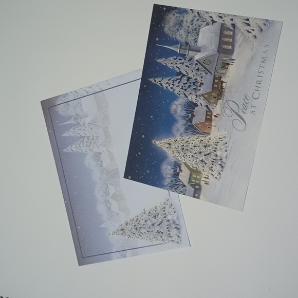 $2 Add-on Snowy Church Scene Christmas Card & Envelope Silver - Picture 1 of 9